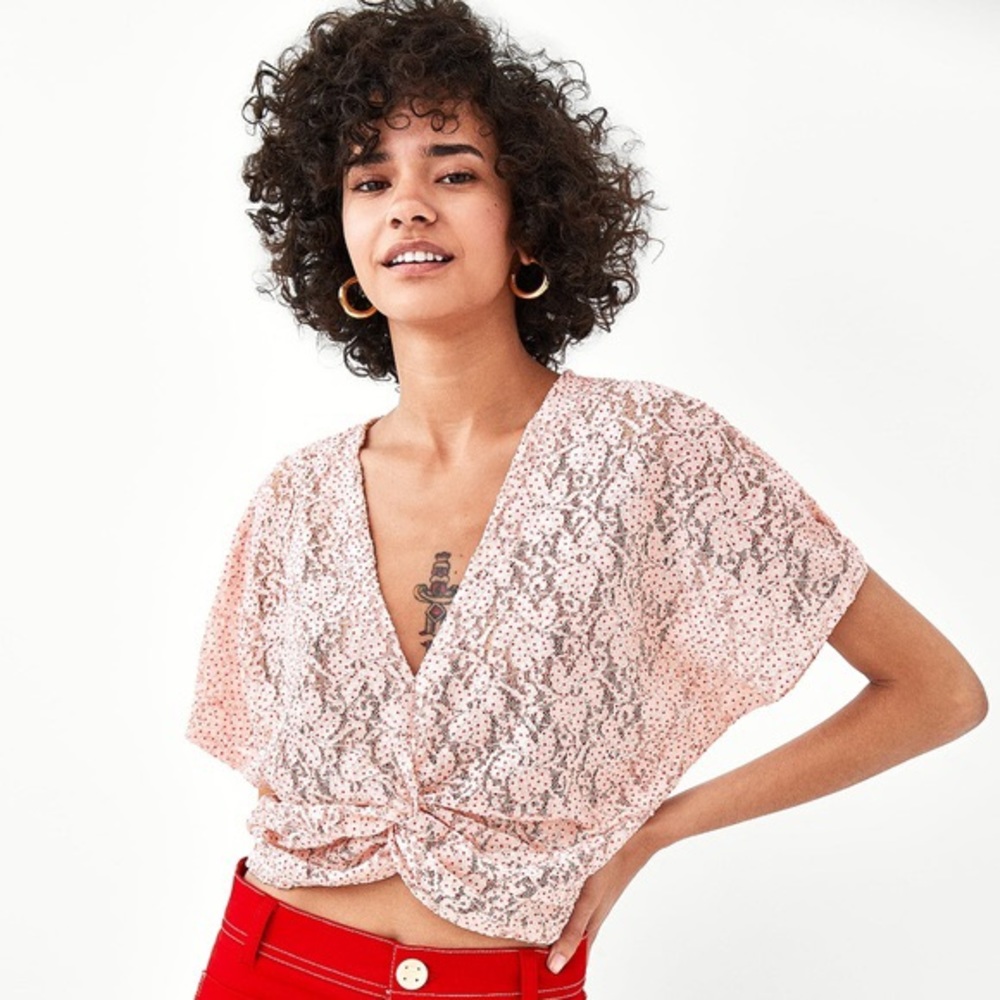 ZARA Pink Lace Crop Top